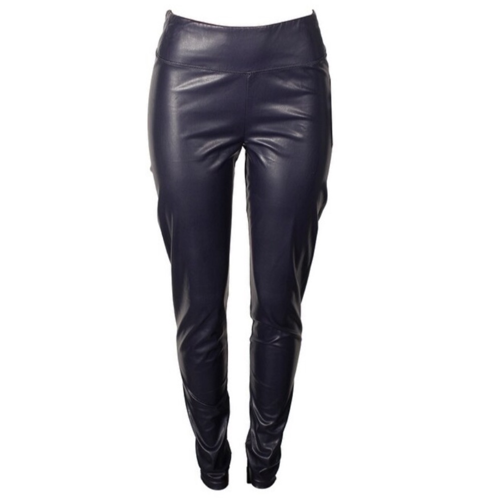 Lauren Ralph Navy Faux-Leather Leggings